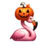 Flamingo with Halloween Pumpkin Hat