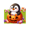 Penguin in Halloween Pumpkin