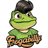 Cartoon-Frosch mit Rockabilly-Haarschnitt
