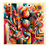 Retro-futuristic explosion of colour