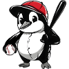Penguin Baseball Player Cartoon