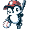 Pinguin Baseballspieler Sport Action