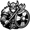 Viking warrior with an axe and shield