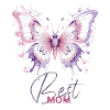 Meilleure maman : Design de papillon blanc-rose-violet