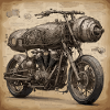 Blueprint / Sepia / Vintage / Retro / Motorcykel