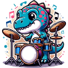 Cool T-Rex Dinosaur Drummer
