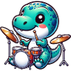 Cute Dinosaur Plays Drums