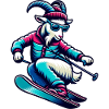 Funny goat skiing in winter