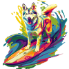 Surfing Husky
