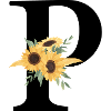 Letter p floral sunflower
