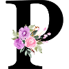 Lila Blumenbuchstabe p