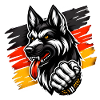 Deutscher Schäferhund mit Deutschlandfahne