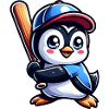 Cute Penguin Baseball Player Comic