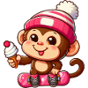 Chimpanzee Snowboarder Winter Action
