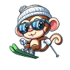 Monkey Chimpanzee Skier Ski