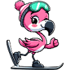 Flamingo Skier Winter Fun