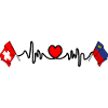 Cardio coeur avec drapeau Suisse, Liechtenstein