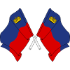 Two flags crossed of Liechtenstein