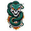 serpent squelette et tatouage