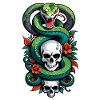 serpent squelette et tatouage