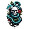serpent squelette et tatouage