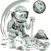 Astronot Digging the moon