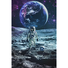 Astronaut playing soccer on the moon