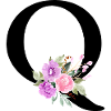Purple Floral Letter Q