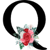 Roter Blumenbuchstabe Q