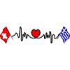 Cardio Coeur avec drapeau Suisse, Grèce