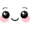 Lyckligt ansikte, leende, kawaii ögon