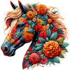 Pferd mit Blumen geschmückt