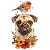 Pug with bird