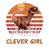 Cleveres Mädchen Dinosaurier Sonnenuntergang
