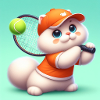 Fluffy cat playing tennis