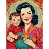 Mor med barn - Retro 50'erne - Illustration