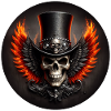 Skull with wings and fire
