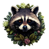 Raccoon with flowers