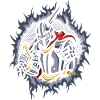 Knight with Halftone Fire Background