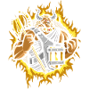 Minotaur with Halftone Fire Background