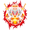 Monarch with Halftone Fire Background