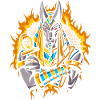 Anubis-Gott mit Halbton-Goldfeuer