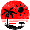 Vintage Beach Red Black