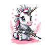 Einhorn mit Jagdgewehr