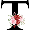 Lettre t floral rouge