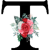 Lettre t floral rouge
