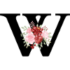 Letter w floral red