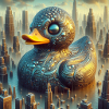 Bath Duck Black Surreal Abstract