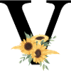 Letter v floral sunflower