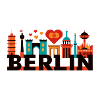 Berlin skyline with love symbols
